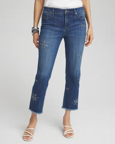 Shop Chico's Girlfriend Americana Fireworks Cropped Jeans In Katina Indigo Size 18 |