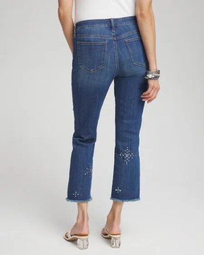 Shop Chico's Girlfriend Americana Fireworks Cropped Jeans In Katina Indigo Size 18 |