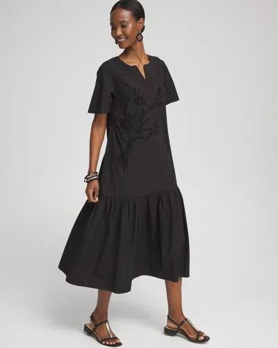 Shop Chico's Poplin Embellished Dress In Black Size 4 |