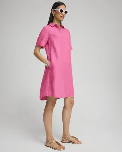 Shop Chico's Linen Popover Shirt Dress In Delightful Pink Size 20/22 |