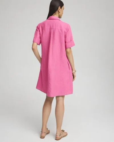 Shop Chico's Linen Popover Shirt Dress In Delightful Pink Size 20/22 |