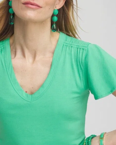 Shop Chico's Flutter Sleeve Tee In Grassy Green Size 4/6 |