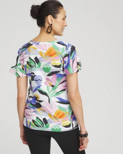Shop Chico's Tropical Flutter Sleeve Tee In Purple Nightshade Size 8/10 |