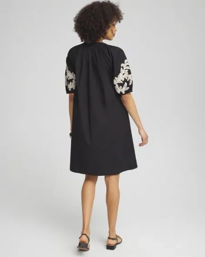 Shop Chico's Poplin Embroidered Midi Dress In Black Size 20/22 |