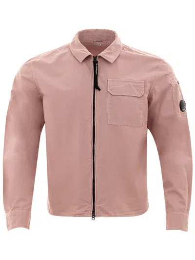 Shop C.p. Company Dusty Pink Zip Overshirt