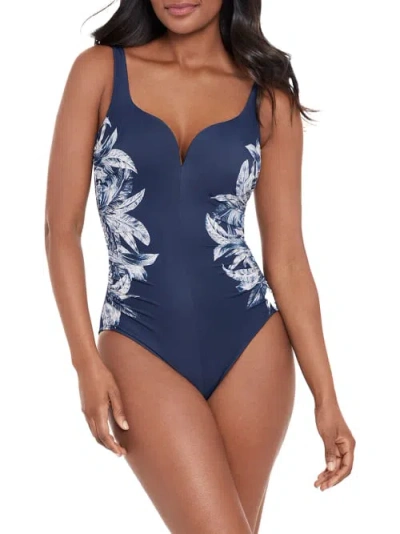 Shop Miraclesuit Tropica Toile Temptress One-piece In Midnight