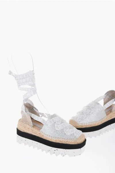 Shop Stella Mccartney Lurex Sandals With Espadrillas Soles