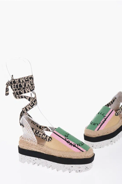 Shop Stella Mccartney Raffia Gaia Sandals With Wedge 7 Cm