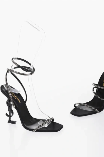 Shop Saint Laurent Twisted Rhinestoned Sandals With Statement Heel 11 Cm