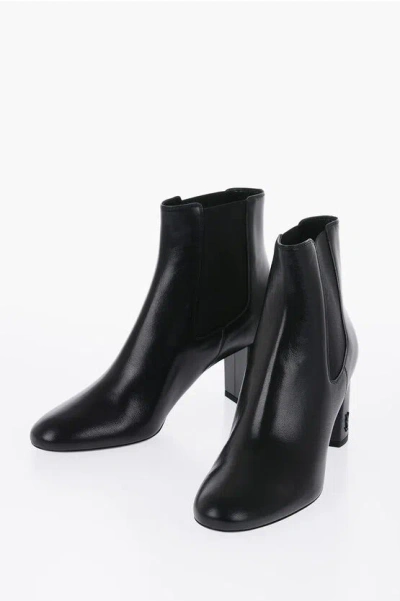 Shop Saint Laurent Leather Chelsea Boots Heel 7 Cm
