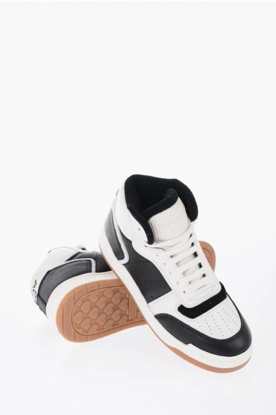 Shop Saint Laurent Leather High-top Sneakers