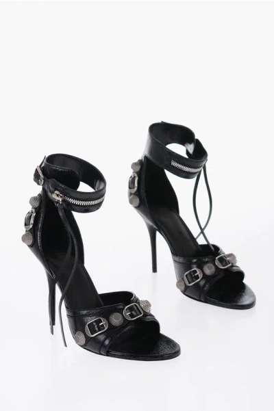 Shop Balenciaga Leather Cagole Sandals With Buckle Details Heel 12 Cm