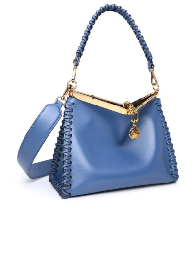 Shop Etro Medium 'vela' Blue Leather Bag