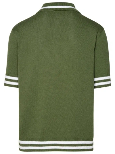 Shop Balmain Polo Shirt In Green Cotton Blend