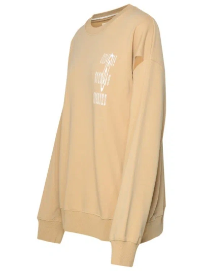 Shop Mm6 Maison Margiela Beige Cotton Blend Sweatshirt In Brown