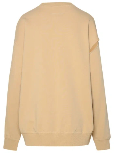 Shop Mm6 Maison Margiela Beige Cotton Blend Sweatshirt In Brown