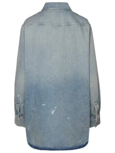 Shop Acne Studios Light Blue Cotton Blend Shirt In Grey