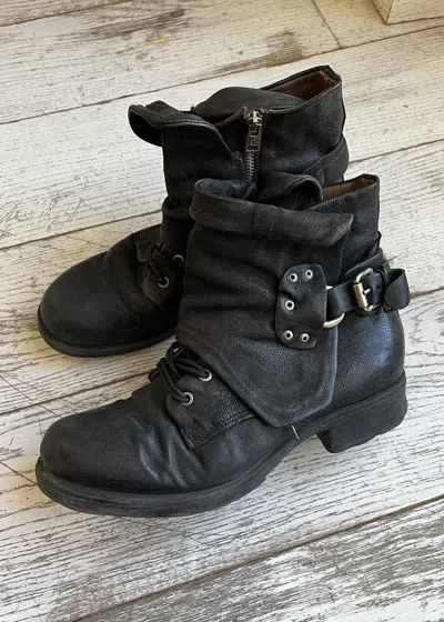 Pre-owned Kmrii X Yasuyuki Ishii As98 Lace-up Leather Flap Black 