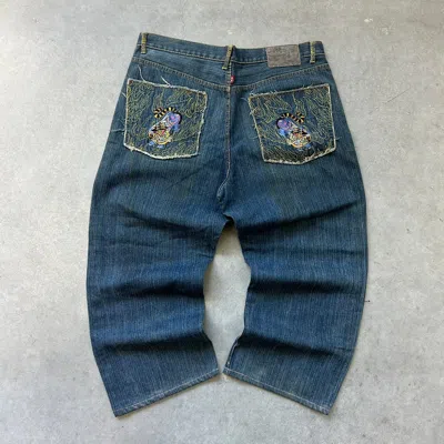Pre-owned Jnco X Red Monkey Company Crazy Vintage Y2k Red Monkey Co Baggy Jeans Wide Leg Jnco In Blue