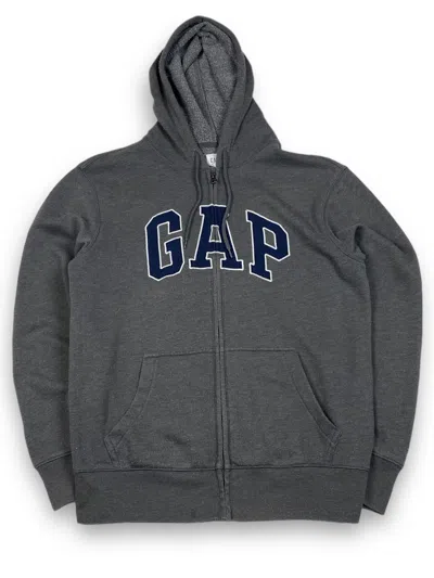 Pre-owned Gap X Vintage Gap Grey Big Logo Zip Hoodie M742