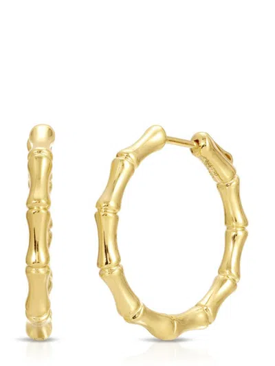 Shop Anita Ko 18k Yellow Gold Bamboo Hoop Earrings