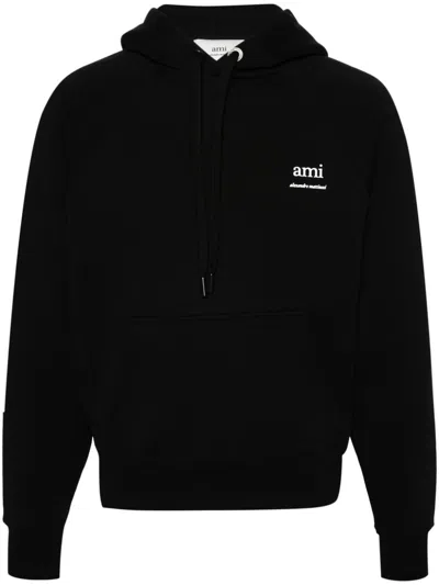 Shop Ami Alexandre Mattiussi Black Logo Print Hoodie