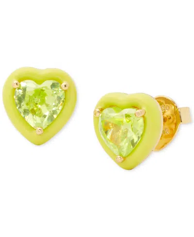 Shop Kate Spade Gold-tone Sweetheart Blue Stud Earrings In Green Mult