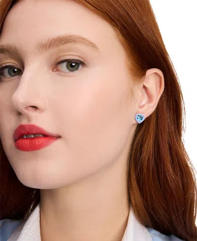 Shop Kate Spade Gold-tone Sweetheart Blue Stud Earrings In Green Mult