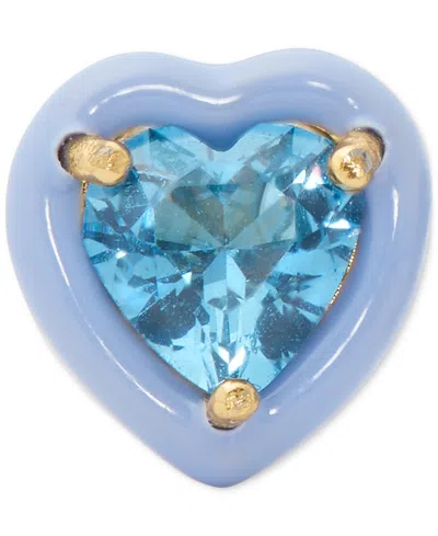Shop Kate Spade Gold-tone Sweetheart Blue Stud Earrings In Green Mult