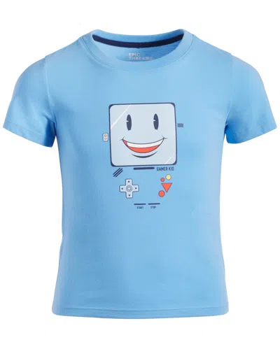 Shop Epic Threads Toddler & Little Boys Smile Gamer Graphic T-shirt, Created For Macy's In Cornflower