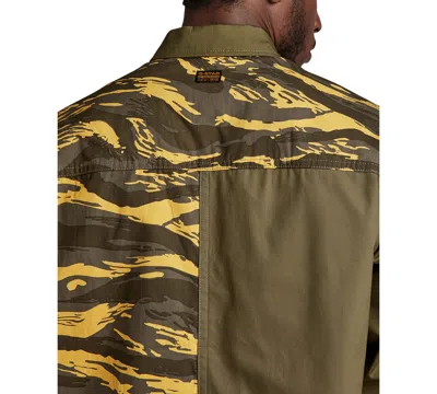 Shop G-star Raw Men's Multi-fabric Camo Shirt In Shadow Olive