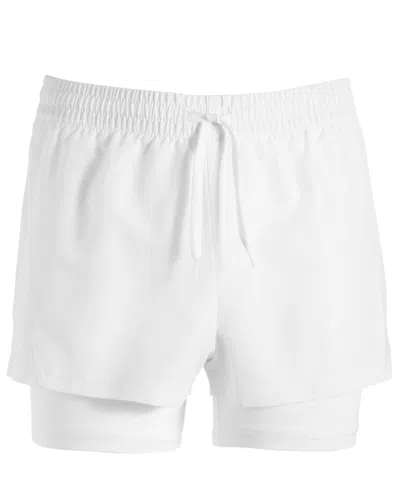 Shop Id Ideology Big Girls Solid Layered-look Shorts, Created For Macy's In Bright White