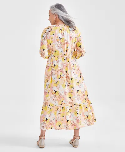Shop Style & Co Women's Printed Tiered Midi Dress, Regular & Petite, Created For Macy's In Arles Floral Teal