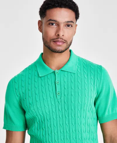 Shop Club Room Men's Regular-fit Sweater-knit Polo Shirt, Created For Macy's In Green Brilliance