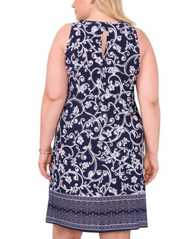 Shop Msk Plus Size Printed Keyhole Shift Dress In Classic Na