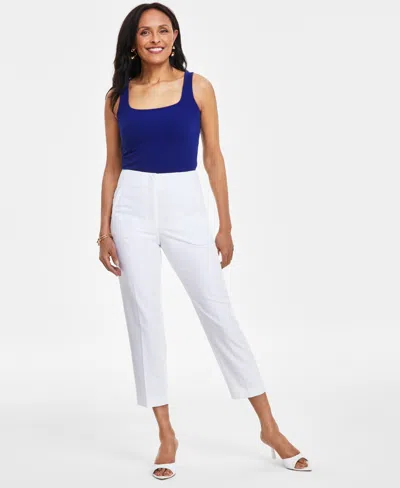 Shop Inc International Concepts Women's High Rise Tapered Cropped Pants, Created For Macy's In Bright White