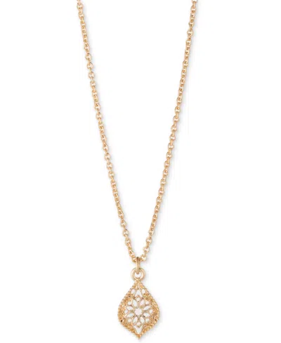 Shop Marchesa Gold-tone Filigree Pendant Necklace, 16" + 3" Extender