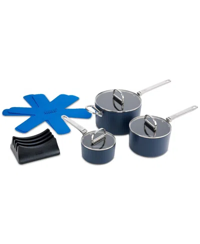 Shop Joseph Joseph Space Ceramic Nonstick 7-pc. Saucepan Set In Dark Blue