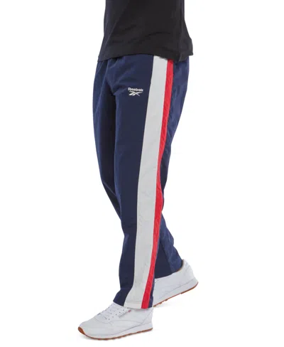Shop Reebok Men's Ivy League Regular-fit Colorblocked Crinkled Track Pants In Red,navy,white