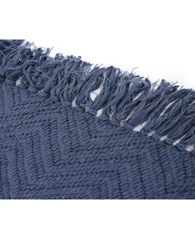 Shop Battilo Knit Zig Zag Textured Woven Micro Chenille Throw, Extra Large In Navy