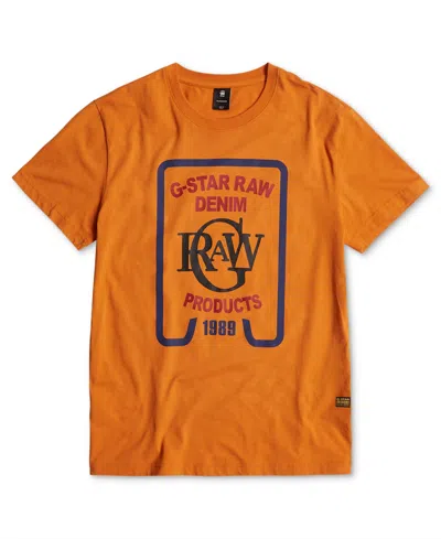 Shop G-star Raw Men's Logo Graphic T-shirt, Created For Macy's In Amber