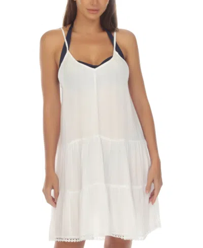 Shop Raviya Women's Tiered Sleeveless Cover-up Dress In White