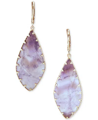 Shop Lonna & Lilly Gold-tone Large Flat Stone Drop Earrings In Lavender