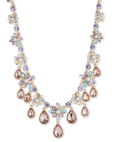 Shop Marchesa Gold-tone Multi Stone Drama Collar Necklace, 16" + 3" Extender