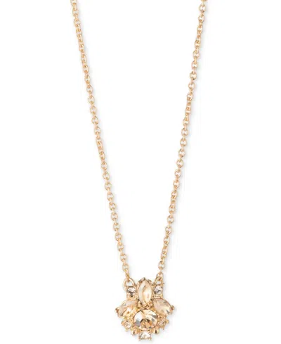 Shop Marchesa Gold-tone Stone Cluster Pendant Necklace, 16" + 3" Extender In Golden