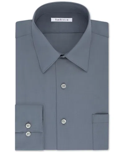 Shop Van Heusen Men's Big & Tall Classic/regular Fit Wrinkle Free Poplin Solid Dress Shirt In Grey