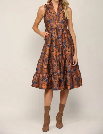 Shop Fate Archer Midi Dress In Rust In Multi