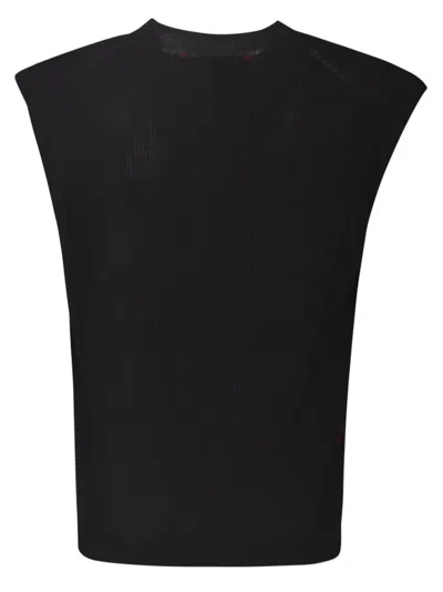 Shop Amaranto Rib Knitted Vest In Black
