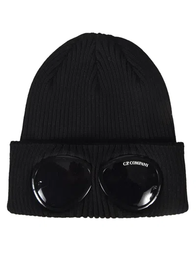 Shop C.p. Company Goggles Knit Beanie In Black