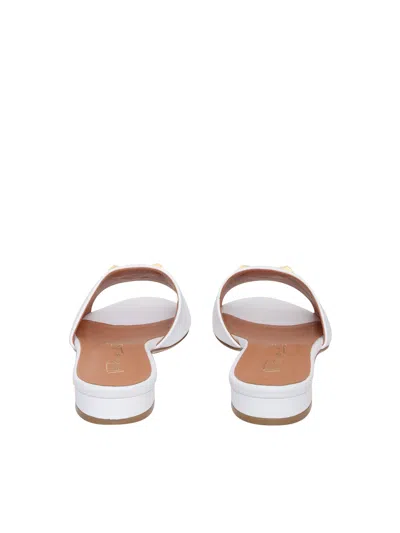 Shop Via Roma 15 White Leather Slippers